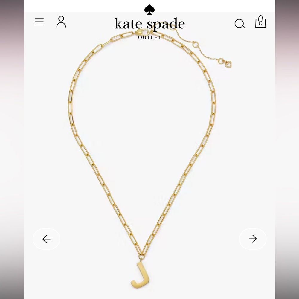kate spade Gold-tone 'J' Initial Pendant Necklace